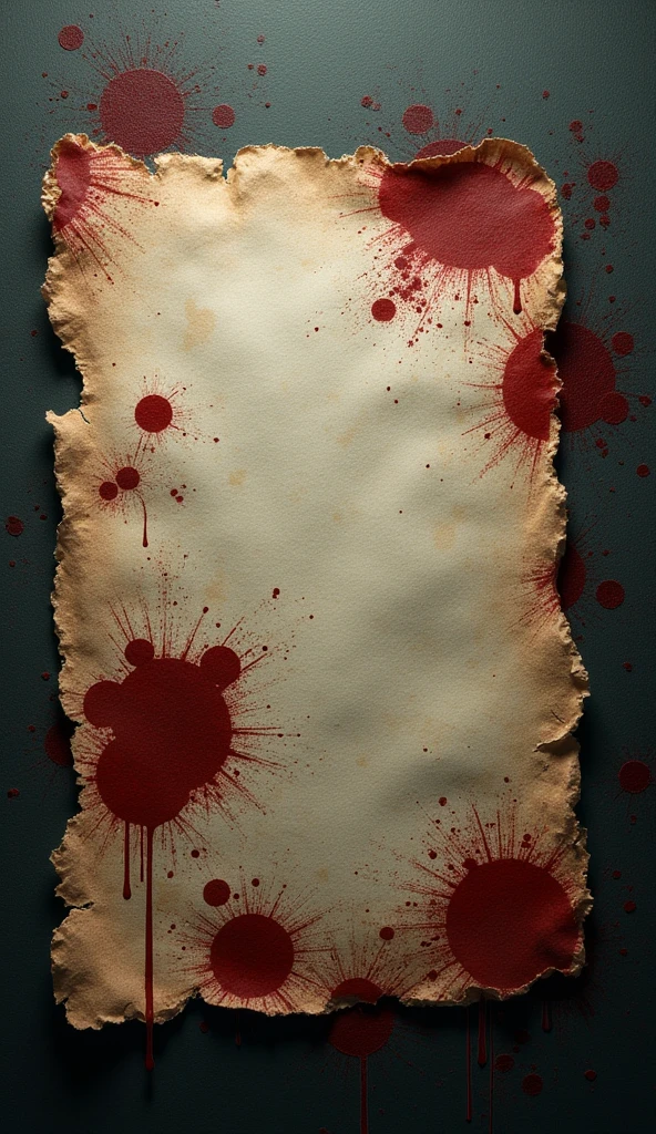 Torn red newspaper stained with blood with hands sticking out of it