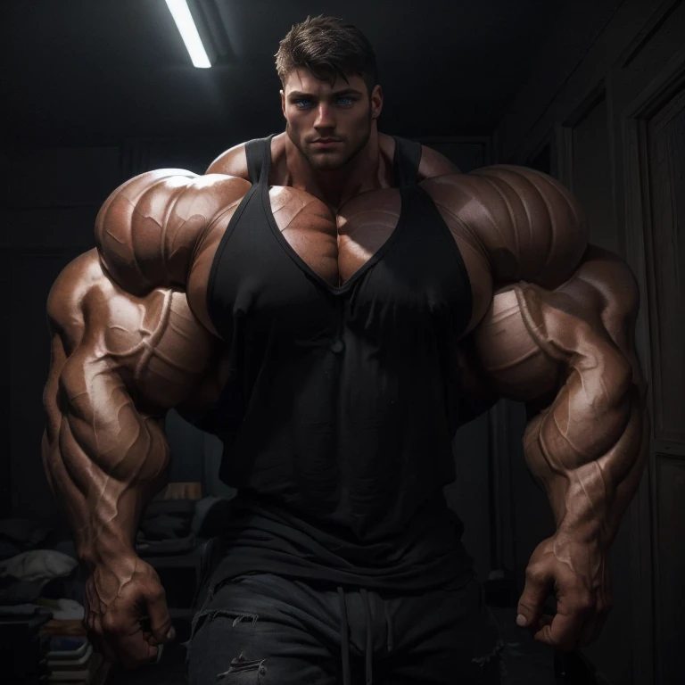 3 meters, muscle morph, brute bodybuilder. 3000 lbs, 