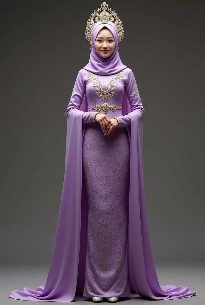 Very beautiful lady, 20 years old, hijabi, wearing tight malay baju kurung, posing politely, standing outside a house, black malay baju kurung, big breast, covered up, wearing plain hijab, confident, beautiful face.