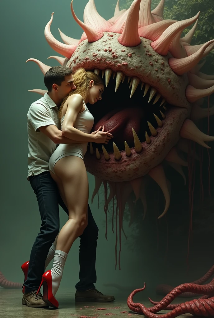 The relic film, muscular, movie screenshot, weredragon female mating, side view, doggystyle position, sperm cell, ovum