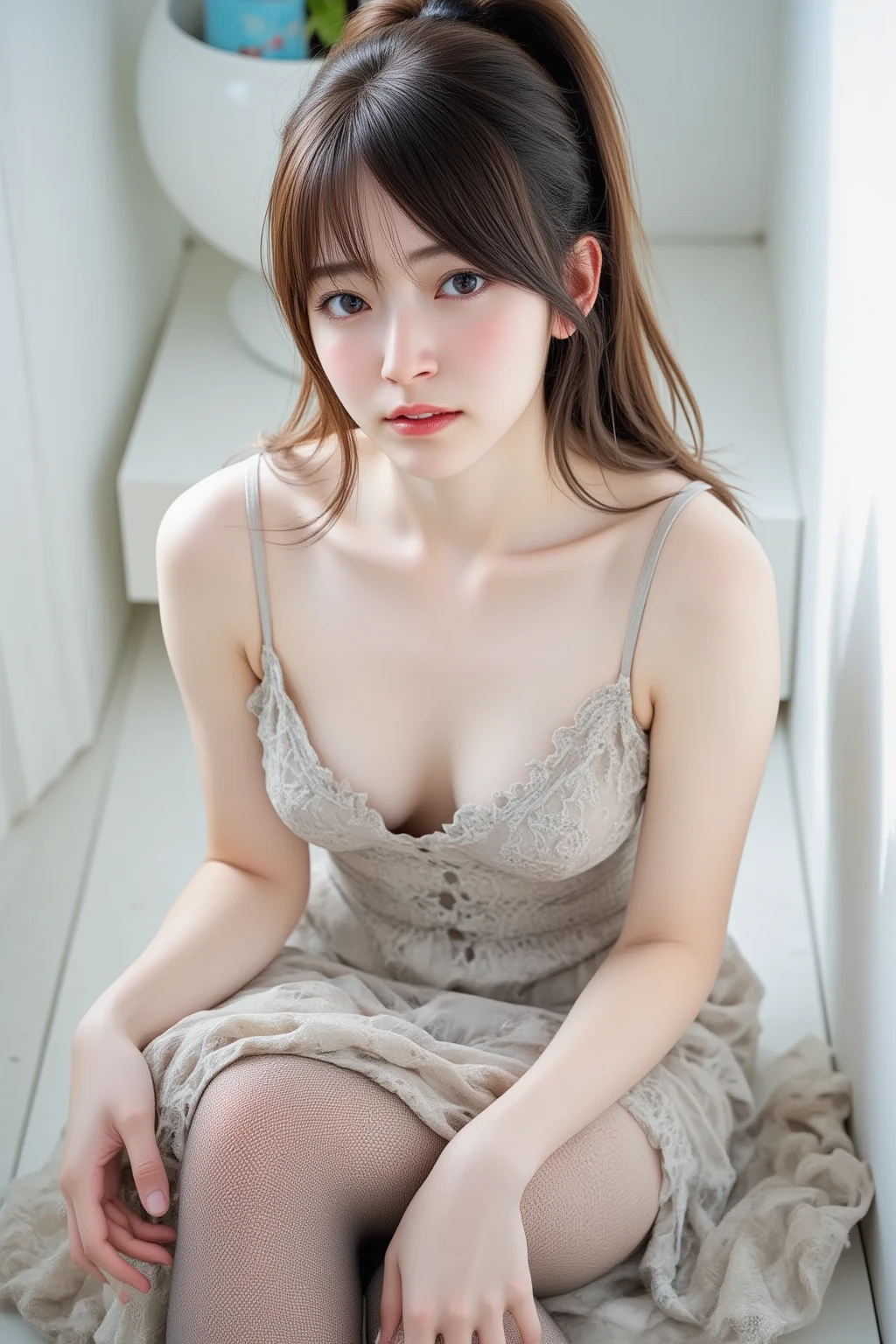  Urzang - 6500-V1.1, ( RAW photos :1.2), ( Photorealistic), ( see-through:1.3), (Genuine:1.4), nsfw、 super detailed,Beautiful Devil, upper body,Look forward, Show in,   muscular 35 year old man , ( wearing a luxurious lace long dress:1.5)、(  super real pantyhose based on {x} :1.4), 
