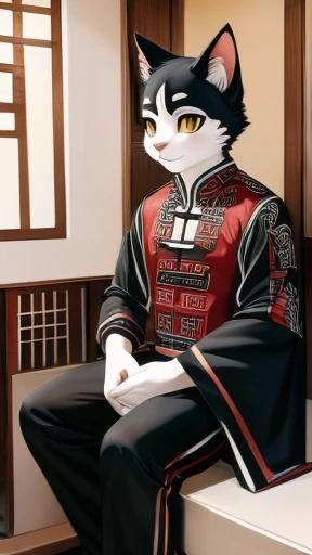 Oriental cat boy model seat、(  depicts the same character from 3 angles)、There is only 1 type of clothing、