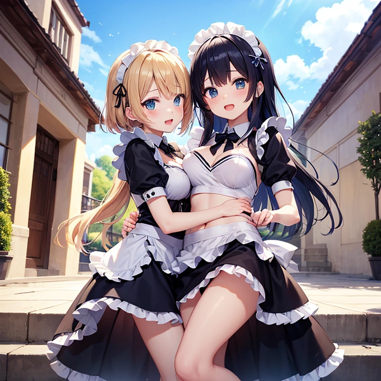 highest quality、Ultra-high resolution、Fantasy、roleplaying game、Sexy maids under 10 years old lined up、Inside the Western-style building、Lift up the hem of your skirt、Panty shot、Water-soaked underwear、garter belt、Only one person with glasses