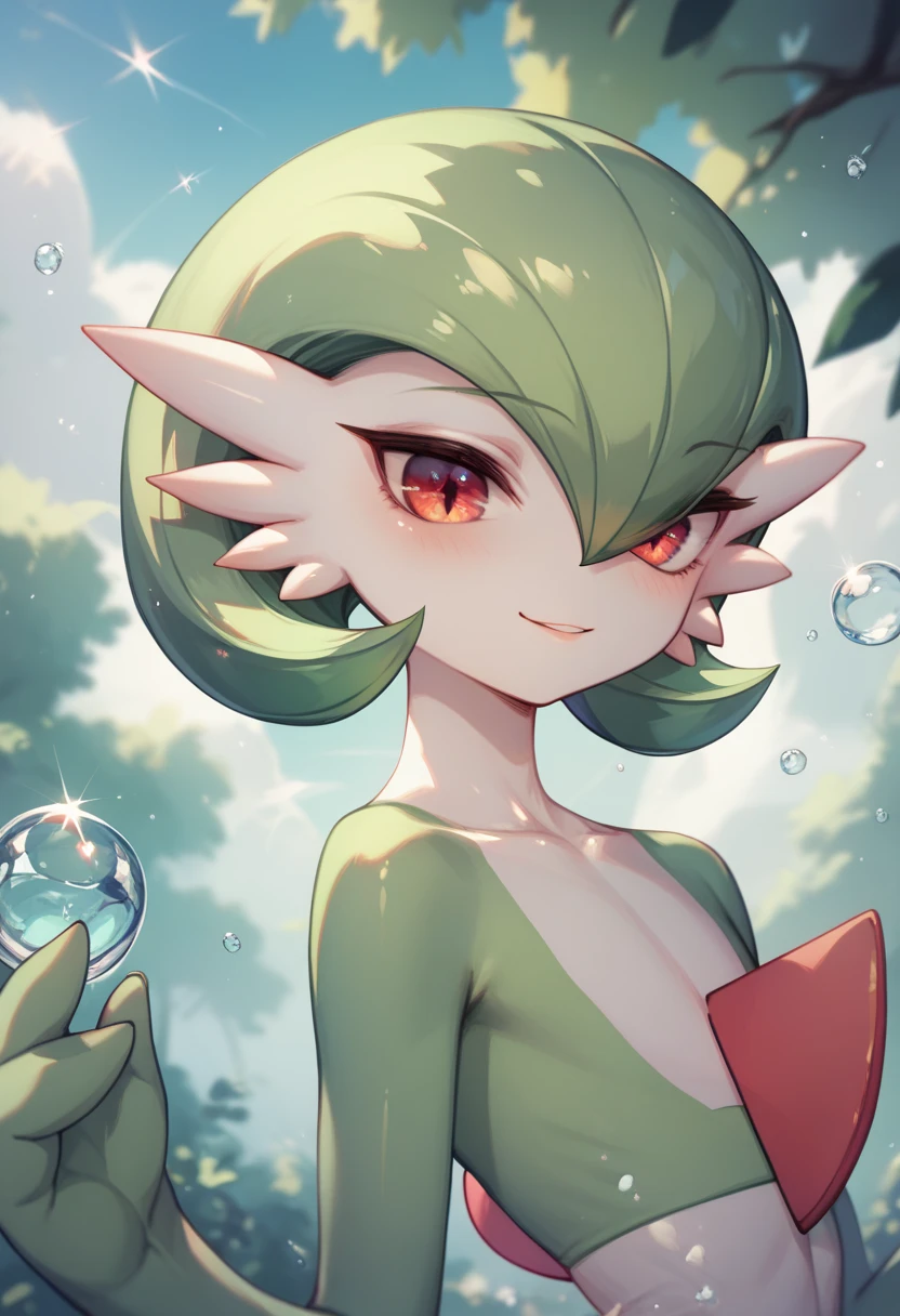  Pokemon、Gardevoir、 top quality、 green hair、 flat chested、beautiful、 Movie-like 、Sharp Eye、