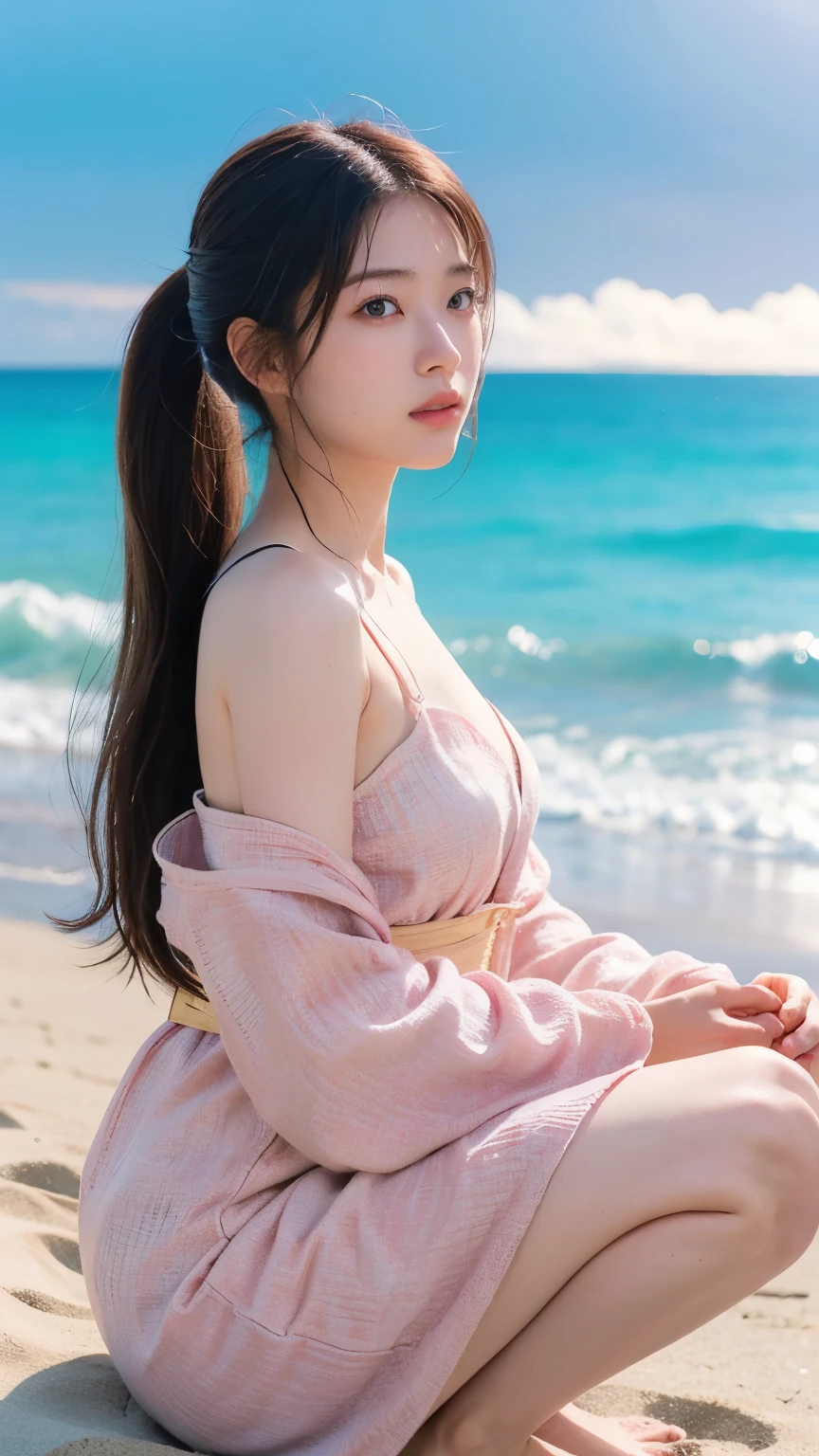 woman, masterpiece, best quality, highest quality, (volumetric lighting), extremely detailed CG unity 8k wallpaper, focused, 8k wallpaper, extremely detailed, ultra realistic, photorealistic, sharp focus, absurdres, (HDR:1.2), (high contrast), photograph, detailed and intricate, instagram, portrait, highly detailed, digital painting, artstation, concept art, smooth, sharp focus, illustration, Japanese、、younger、Randomly generated people with diverse facial features and hairstyles、Perfect Anatomy,Ocean、Beach、firework、Night Sky、firework、yukata,lerge breast, twintail,squat:1.5,spread legs