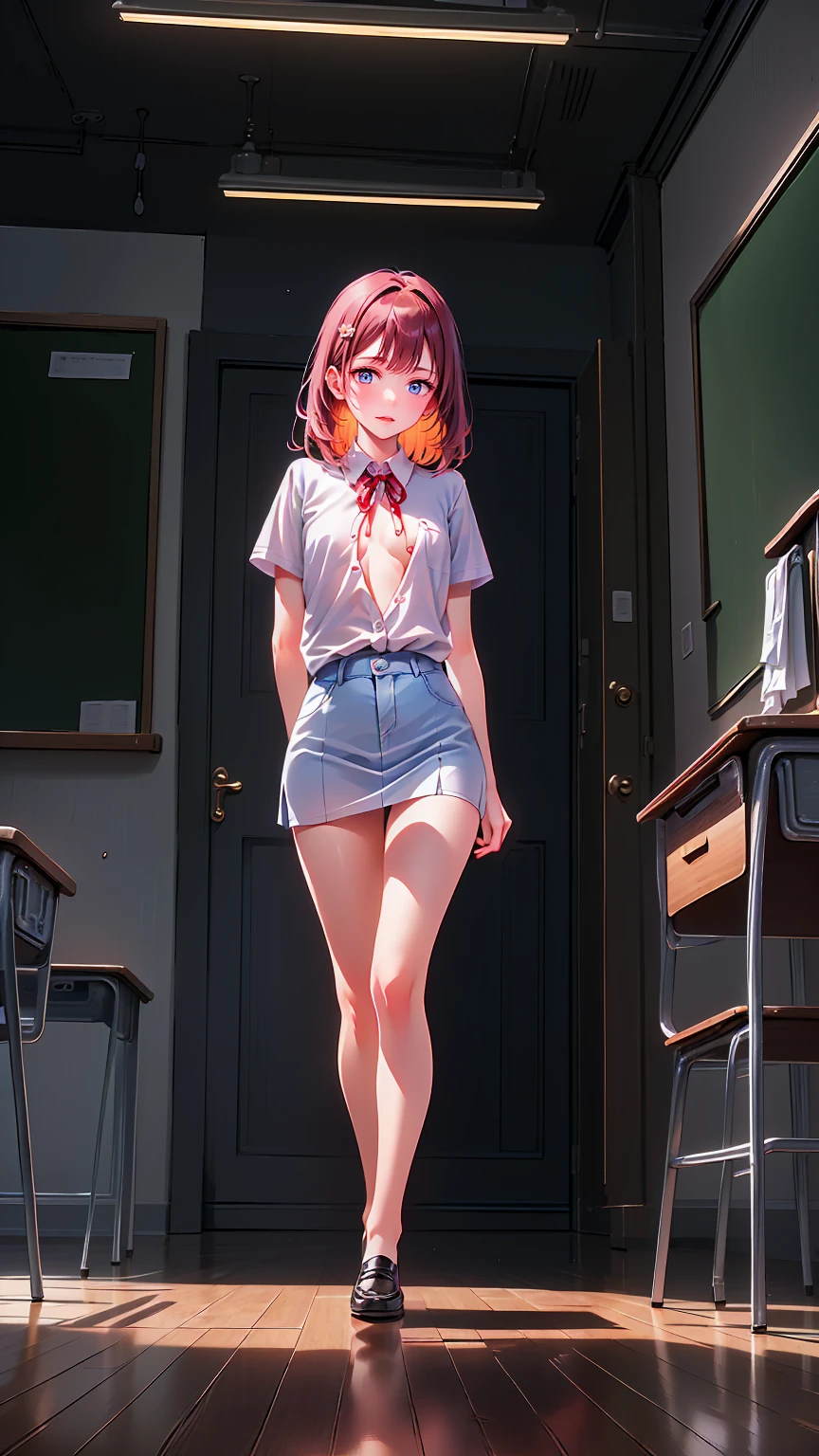  25 year old woman,   mature mature , ((In the classroom)), (( school uniform)),  RAW photos , (photo realistic : 1.37,  realistic ),  High Definition Unified CG 8K Wallpaper,  1 girl, ((( perfect body: 1.1)), ( medium chest : 1.2),  Show in, ((( Directly from the Front )))), (Headquarters Skin:1.2, shiny skin),  8K HD Streaming,  DSLR Camera ,  soft lighting ,  High Quality ,  film grain ,  FUJIFILM XT3, ((whole body:  0.8)), (  Professional Writing  :1.4) ,