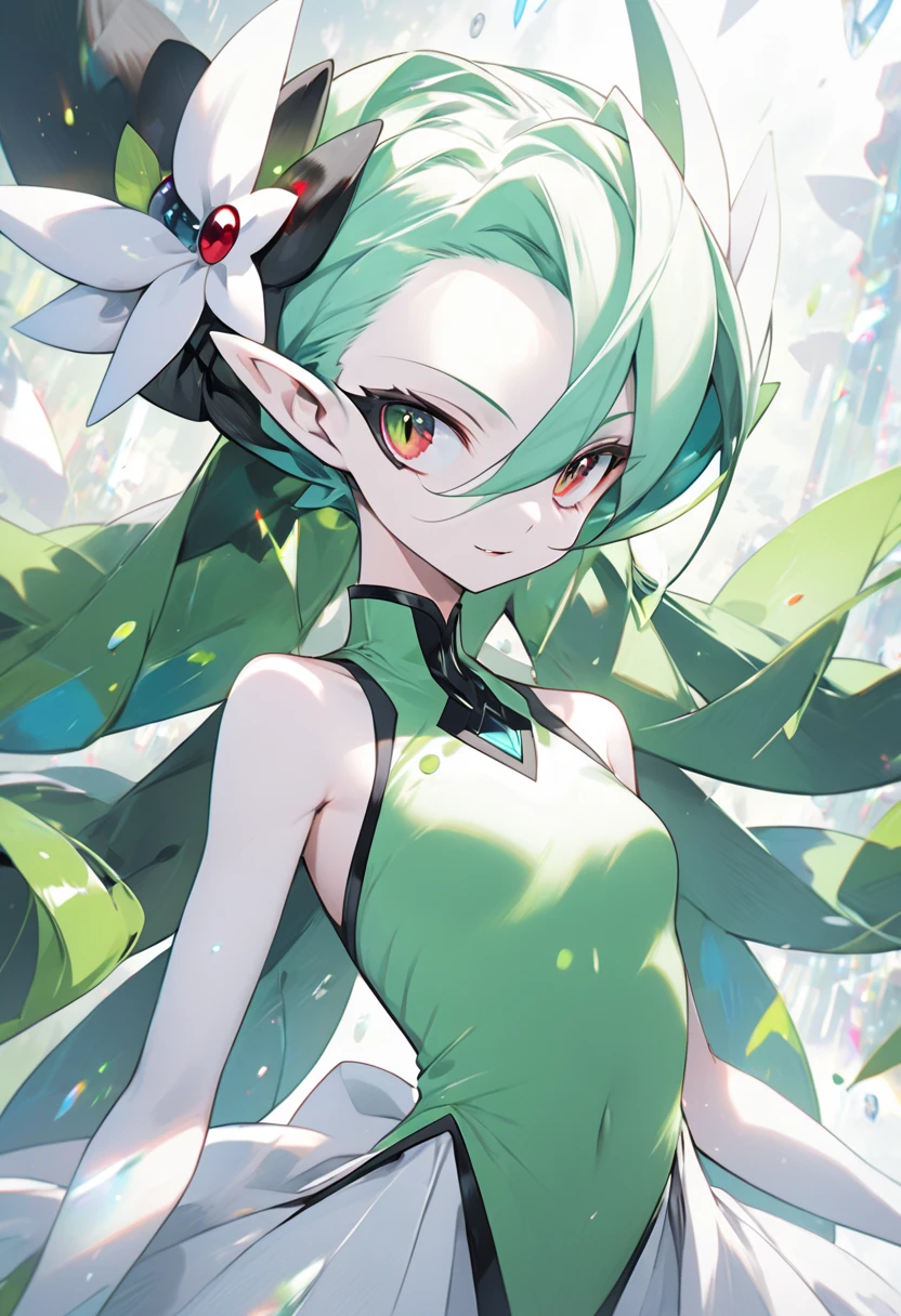  Pokemon、Gardevoir、 top quality、 green hair、 flat chested、beautiful、 Movie-like 、Sharp Eye、