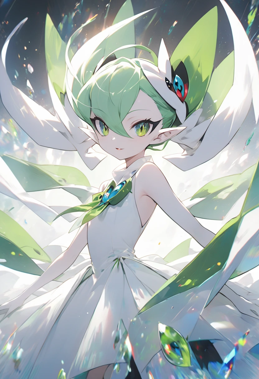  Pokemon、Gardevoir、 top quality、 green hair、 flat chested、beautiful、 Movie-like 、Sharp Eye、