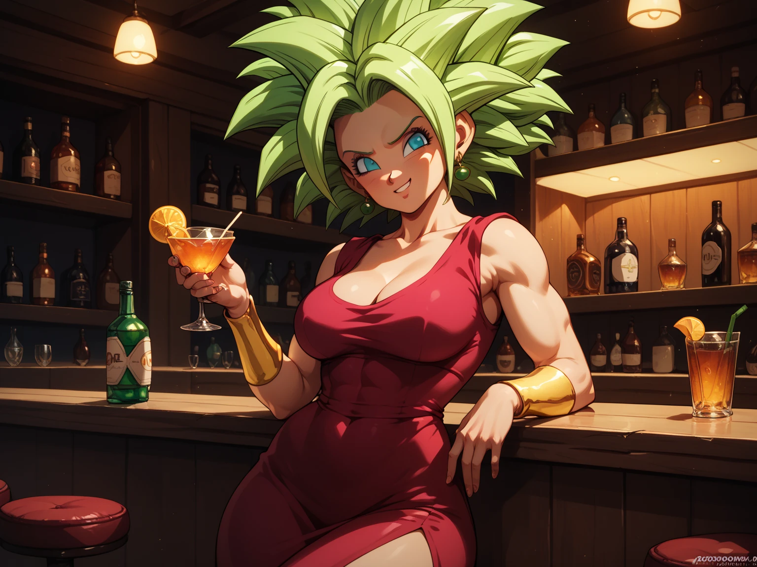 Kefla from Dragonball,woman ,bar, sexy Dress,evening,jazzbar