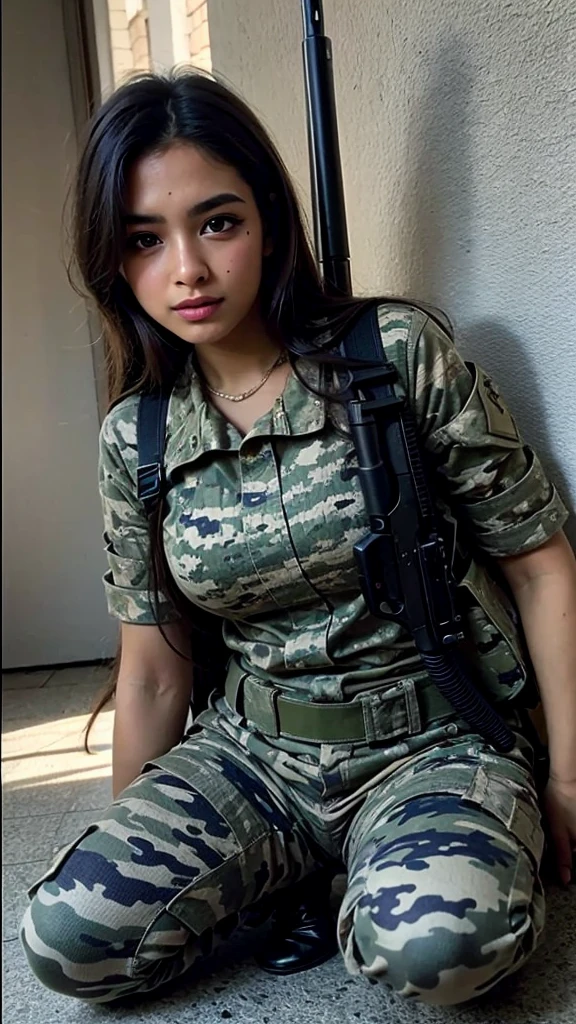 bellapoarch, a woman, military uniform <lora:bellapoarch:1>