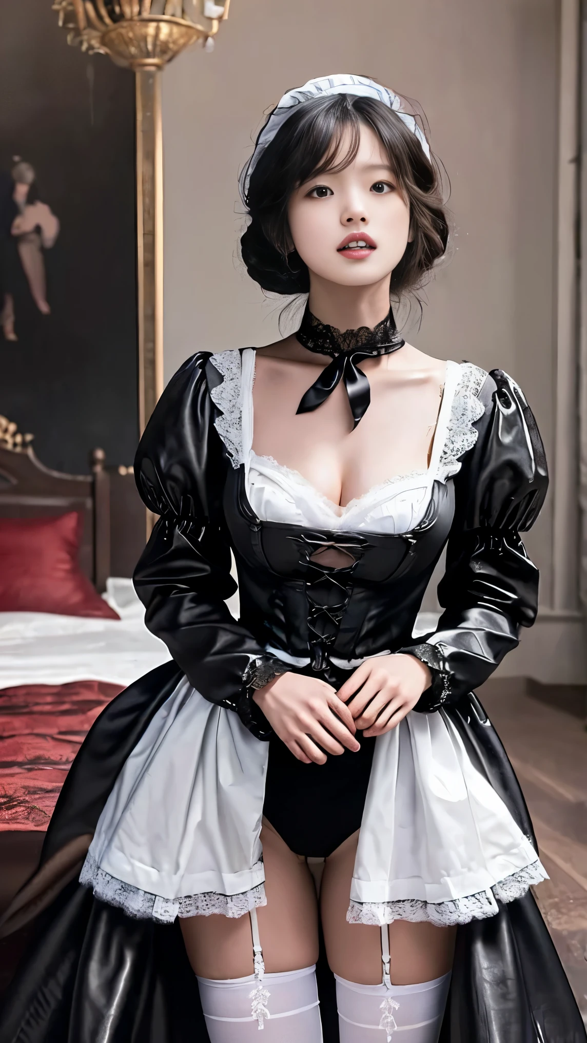 Araffe dressed in a maid outfit posing for a picture - SeaArt AI
