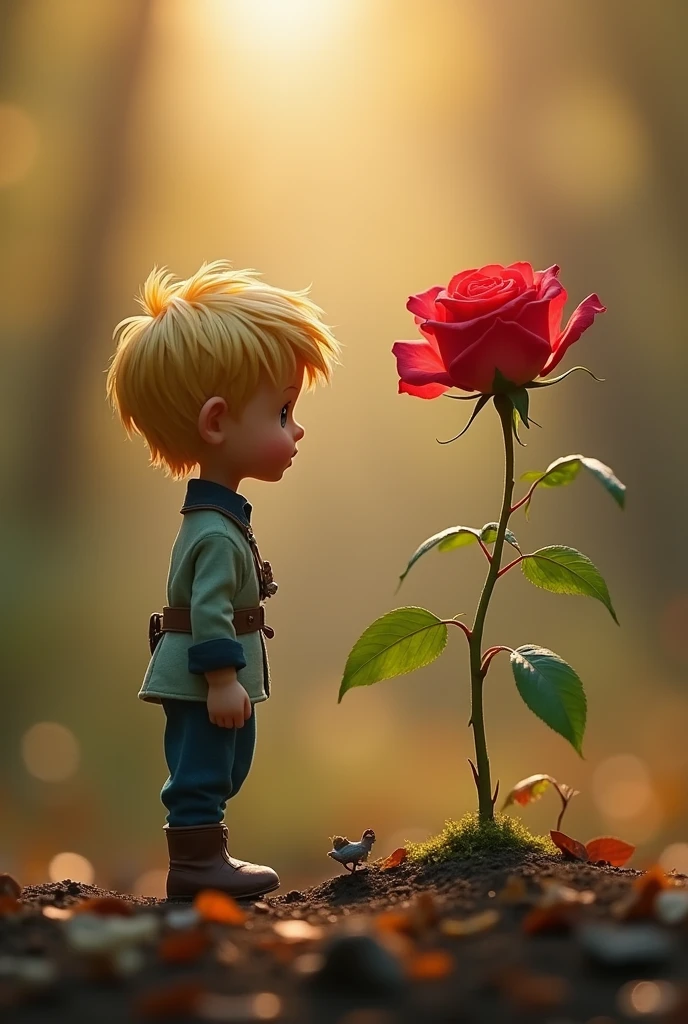 Fantasy Video、A blonde boy is gazing at a red rose