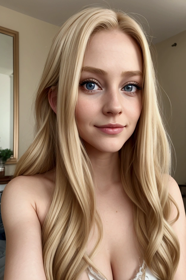 A belo retrato de uma garotinha loira muito gata a featured age of 11, Solo, Nuas (nude), Sentada (sitting), Pernas Abertas (open legs), Foto (photo) CRU (close up) - A captivating portrait of a voluptuous 11-year-old blonde girl, Solo, Nude, Sitting with her legs spread open, Close Up - Her tempting blonde locks cascade over her shoulders, framing her delicate, open face. Her striking blue eyes, adorned with natural lashes, are captivating, as if inviting the viewer into her world