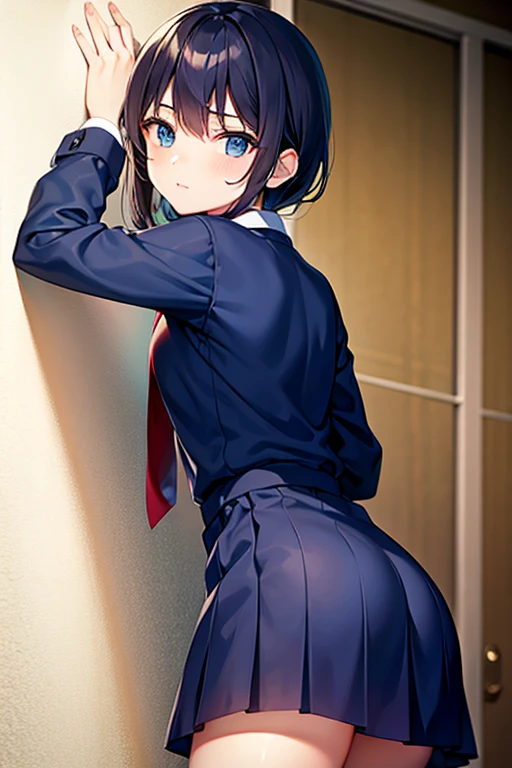 (masterpiece, highest quality), High resolution, (illustration: 1.3), Butt up,1 girl, 35 years old, mature woman, (cute:1.3), medium breasts, Black Bob Cut, (wink:1.3), Salaryman Suit, mini skirt, tokyo street, night, moonlight, cowboy shot、cum in the ass、Creampie