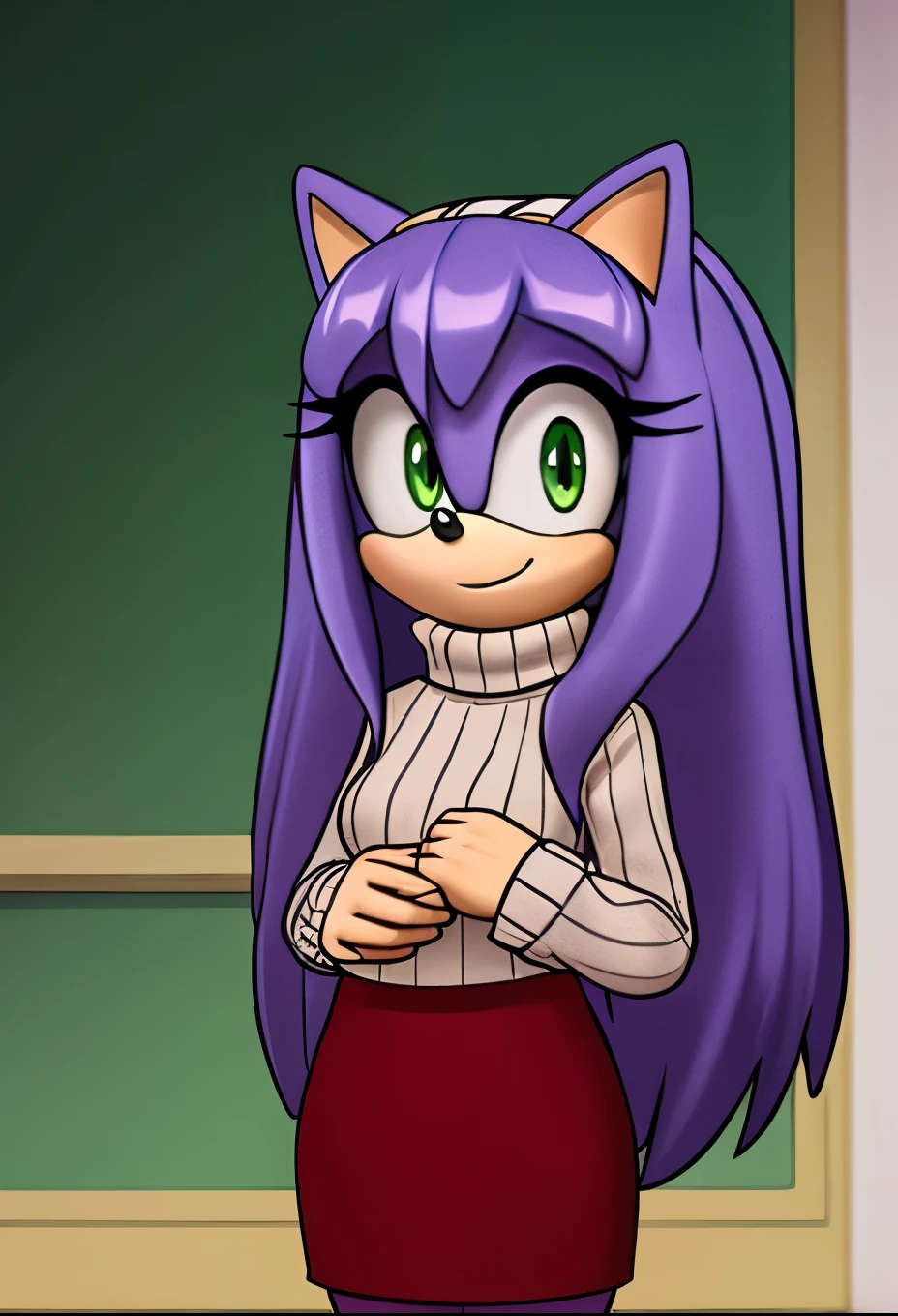 Twilight Sparkle, female, pony, ponytail, black glasses, very Shaggy fur, very soft fur, evil smug smile, in the living room