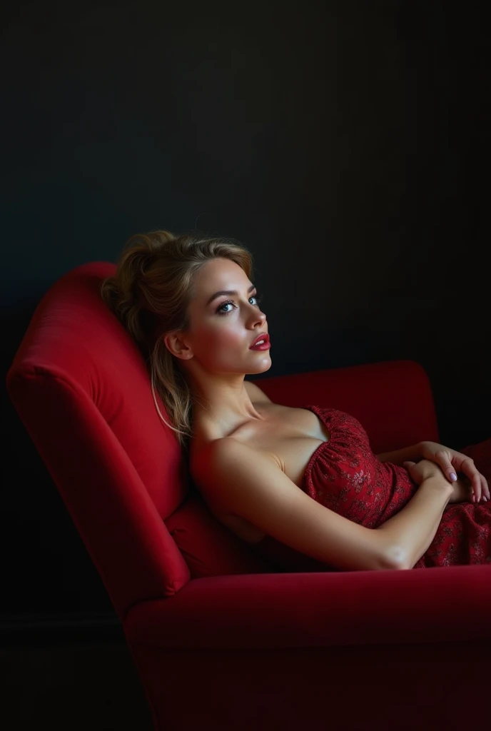 an icelandic woman with beautiful Delicate eyes, Beautiful and delicate lips, Extremely detailed face and skin, Pale skin, 23 years old,Wearing a red dress, medium long shot, Sitting on the sofa in the living room, natural posture, elegant，Beautiful light and shadow，panoramic view, (long legs), (full body portrait). Beautiful photography，Long eyelashes, Good anatomy , Practical skin texture, Delicate eyes, professional, 4K, Wide-angle lens, Optical Depth of Field, Kodak Vision Color, Perfectly proportioned body, Extremely detailed, ultra-photoPractical, Practical, Post-Processing, Maximum details, Roughness, real life, ultra -Practical, Photorealism, photography, 8K Ultra HD, photography