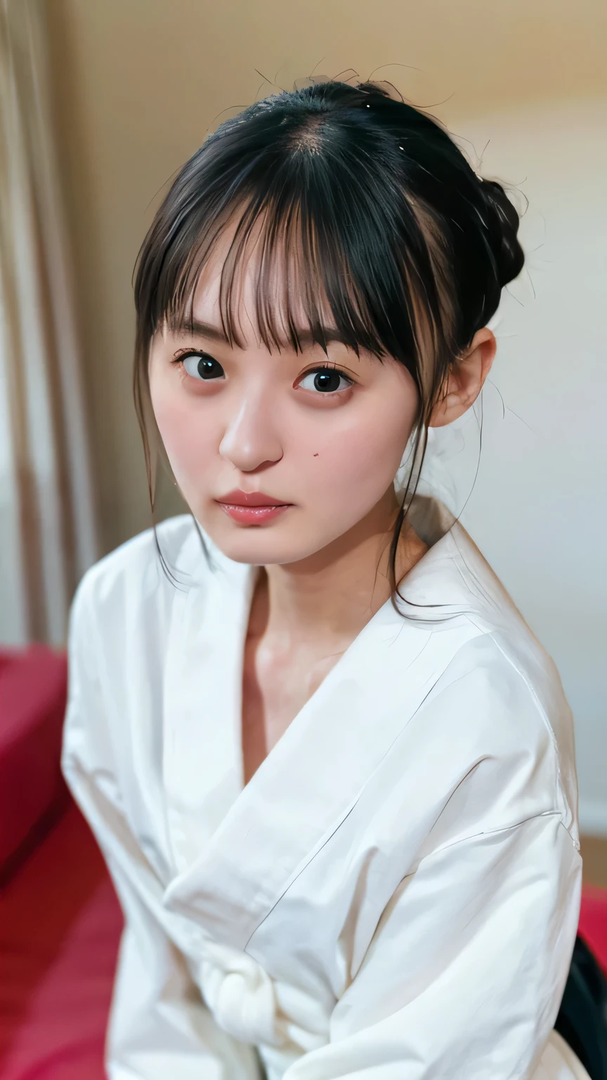 (( top quality, 8k, Masterpiece : 1.3)), sharp: 1.2, PERFECT BODY BEAUTY : 1.4, slim abs : 1.2, (( Layered Hairstyles, small breasts: 1.2)), ( Japanese High Student :1.2), ( sailor suit : 1.5), face close-up : 1.5, in、It has extremely detailed facial and skin textures , beautiful eyes , double eyelid, Camera Orientation、Hotel Bedroom、 on the bed