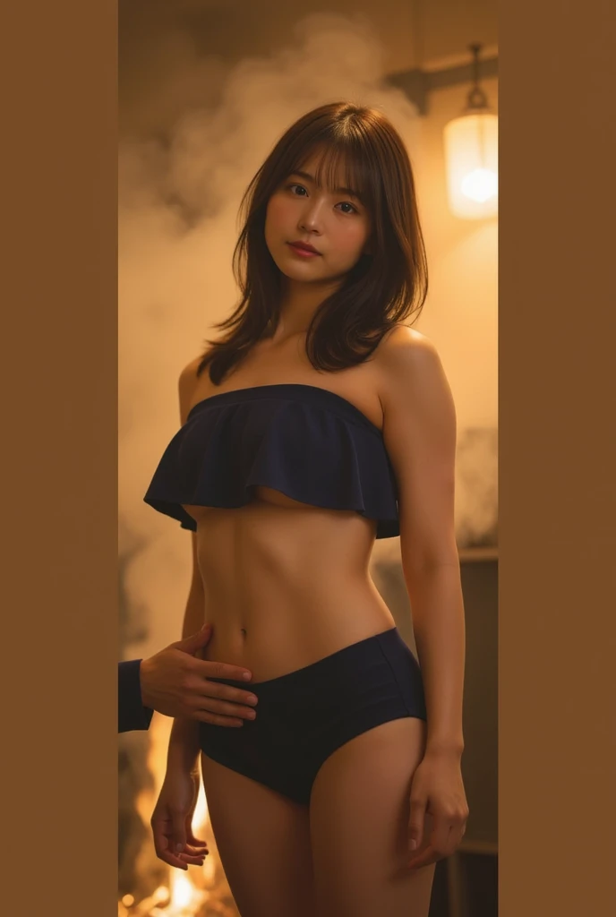 (8k、RAW Photos、highest quality、masterpiece:1.2)、(Realistic、Realistic)、1 girl、((White Bikini、Frills、Large Breasts、View from the front、stage、Kneeling))、Lots of eyelashes、Glowing eyelids、skeletally correct