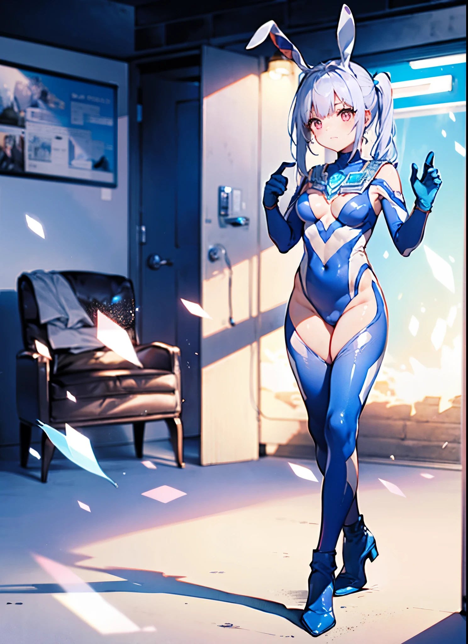 highest quality,sleep on your back in bed,Crab crotch,show me your boots,thigh high boots,leotardチラ見せ,glove,elegant, 1 girl, leotard,body suit,cute, blushed, looking at the viewer, from below, prison,blue eyes, beautiful eyes, beautiful background, particles of light, Light of the sun, dramatic lighting, outside, shiny, realistic, table top, highest quality, Super detailed, get used to it, scenery, beautiful and detailed eyes, thin hair,full body shot,