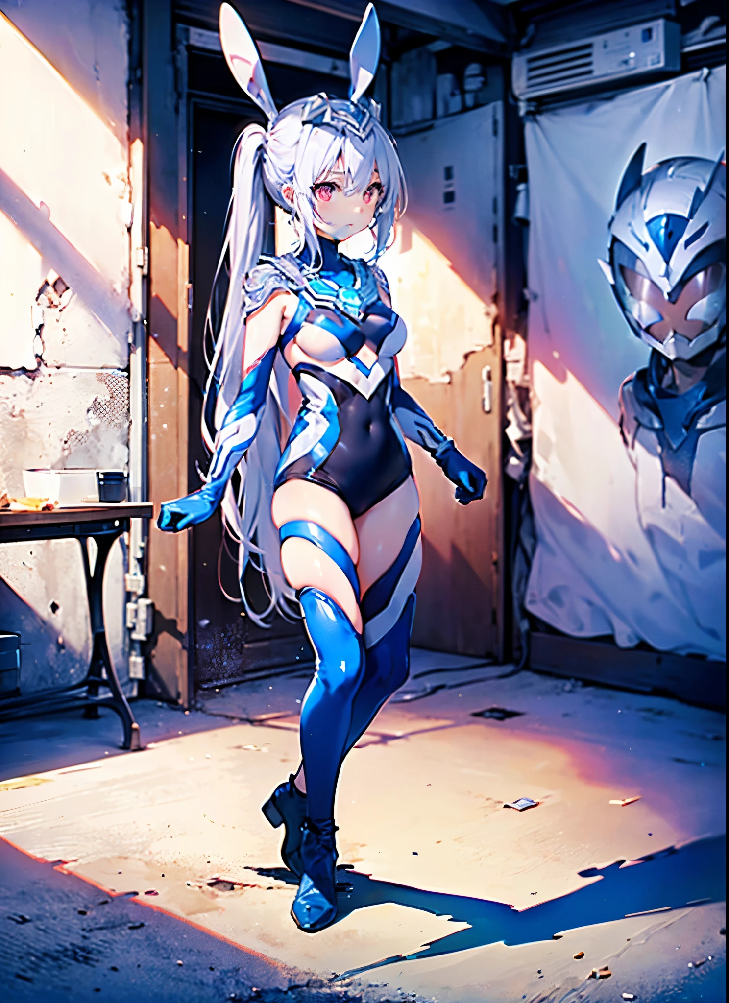 absurd res, high res, (masterpiece:1.4), ultra-detailed, 1girl, plugsuit,from above, space, floating