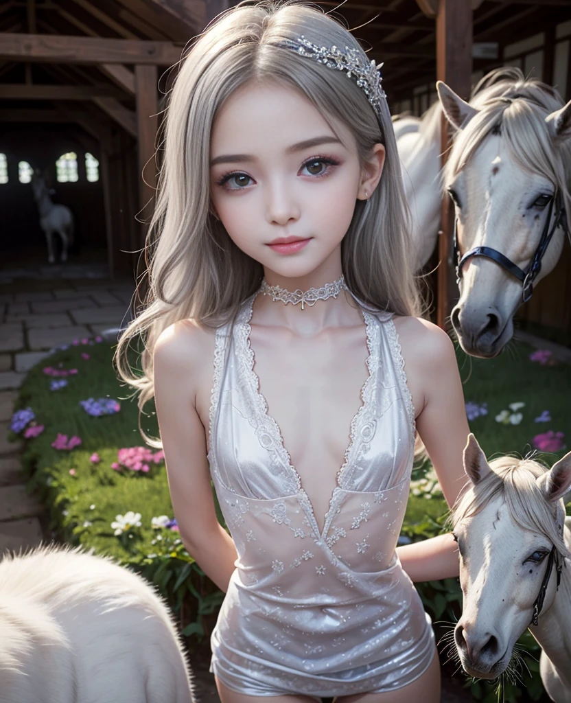 (masterpiece:1.4), (8k, photorealistic, RAW photo, best quality: 1.4), japanese, (1girl), beautiful face, (realistic face:1.4), (white hair, ponytailed long hair:1.3), beautiful hairstyle, beautiful detailed eyes, (best ratio eyes:1.5), attractive, ultra high res, ultra realistic, highly detailed, best ratio, (detailed face:1.4), looking at viewer, red lipsticks, (best ratio fingers:1.5), (realistic blue eyes:1.2), (transparent bra:1.4), perky_nipples, ((exposed_nipples, exposed breasts, high proportional realistic breasts, realistic big breasts):1.4), (closed mouth:1.5), (camel_toe_pussy:1.4), innie_pussy, lying down female dressed as catwoman, lingerie, spreading legs, (((full body visible))), portrait, photography, detailed skin, realistic, photo-realistic, highly detailed, full length frame, High detail RAW color art, piercing, diffused soft lighting, shallow depth of field, sharp focus, hyper realism, cinematic lighting