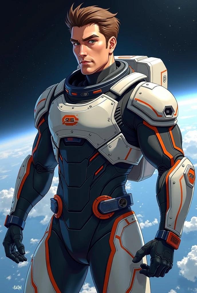 Japanese Handsome model 18age Baby Face smile Black Hair Short cut Short hair looking at the camera Shiny full-body silver suit Shiny silver latex suit Mega Bulge looking at the camera future world red planet Face close-up Planet in the sunset Planet in the sunset