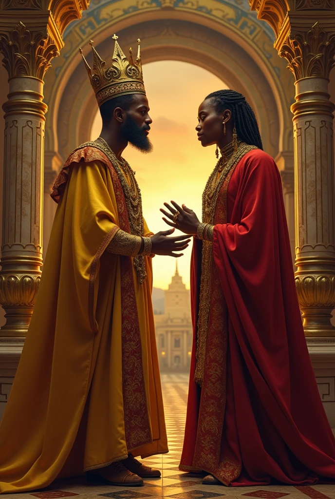 Black king with his husband in the kingdom of males