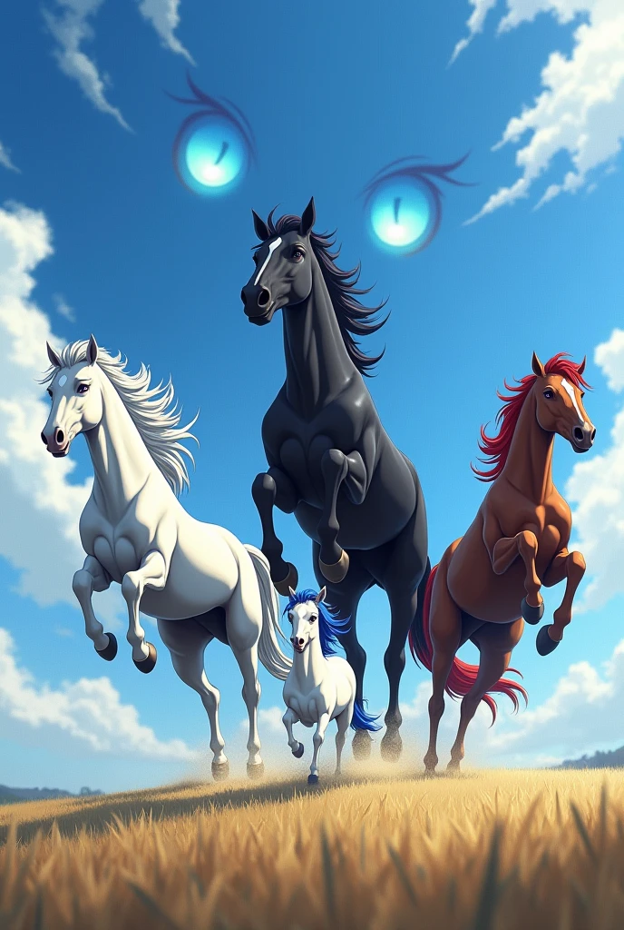 animal illustrations,mixed species,different kinds of animals,various species,diverse animals,digimon evolution，Ultimate Evolution，perfect body，ultimate body，horse，There is personification，digimon evolution，Ultimate Evolution，perfect body，ultimate body，UFO，有horse，There is personification