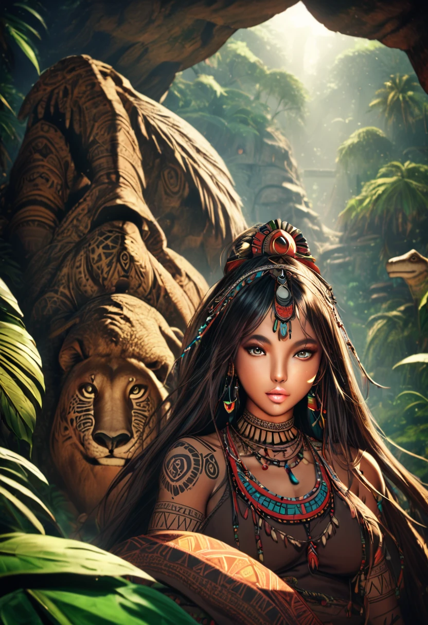 Arafed picture of a desert princess BREAK and her pet cougar in her palace high details, best quality, 16k, f a female human princess and her pet cougar, princess of the desert, full body, ((anatomically correct: 1.5)) ((standing: 1.5)) proudly royalty demeanor, a woman, (best detailed face: 1.5), Ultra Detailed face, wearing royal desert dress, decorated with gems, wearing princess tiara, small cleavage, thigh high intricate leather high heeled boot, thick hair, long hair, brown hair, tan skin intense brown eyes, her epic desert (cougar : 1.3) lying at her feet, guarding her, an epic fantasy desert palace in an oasis in the background (intricate details, Masterpiece, best quality: 1.5) night, moon light, stars ,Wide-Angle, award winning, best quality, high quality, high details, highres, vibrant, Ultra-high resolution, High Contrast, (masterpiece:1.5), highest quality, Best aesthetics, best details, best quality, highres, ultra wide angle, 16k, [ultra detailed], masterpiece, best quality, chumbasket art style, Cinematic Hollywood Film,