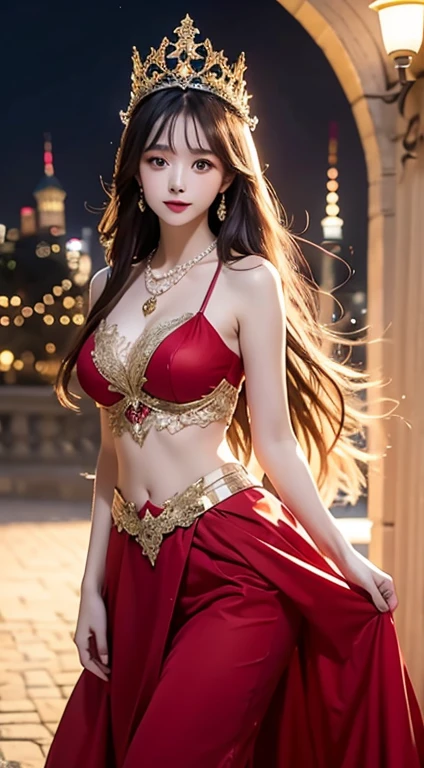 Ultra HD resolution,artistic photos,Professional erotic Photography,((21 year very sexy girls, long brunette messy hair, big breasts:1.2, cold ultra realistic skin, both wearing a very sexy renaissance medieval Arabic Princess golden red costume, at a renaissance fair)), exposed cleavage & navel, ((both posing like a super-models )), at a renaissance fair in Florida, smiling at viewer, captivating eyes, natural red lips, attention to detail.