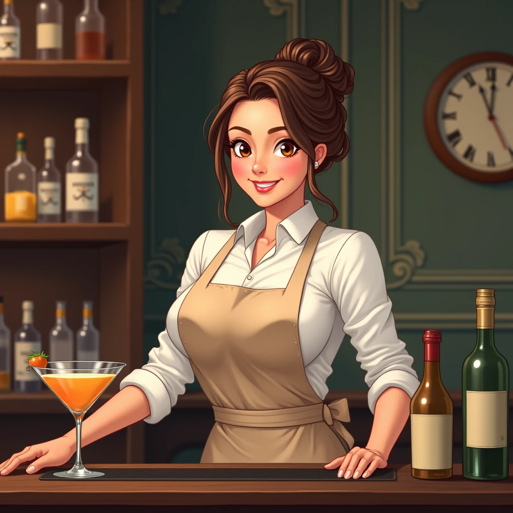 barista, with several arms , with various bar utensils , preparado drinks , mudle drink, Boston shake, mixing glass, jigger, strainer, beverage bottle