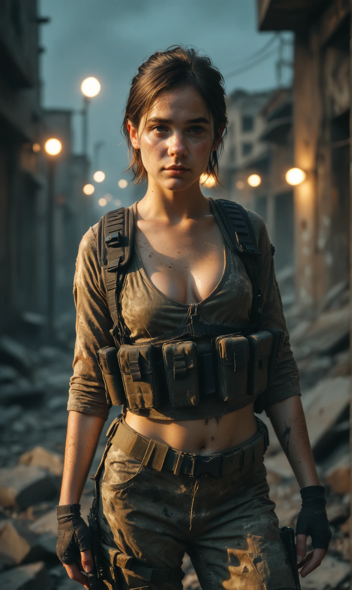 (masterpiece:1.3), (best quality:1.2), (intricate detailed:1.2), (hyperrealistic:1.2), (professional photograpy:1.1), highly detailed, absurd res, 1girl, fallout inspired, dirty face, defiance512, exploring post apocalyptic city, post apocalyptic ruin, <lora:edgMechagirl:0.3> (style-rustmagic:0.6), fcPortrait, <lora:RFKTR_technotrex:0.3>