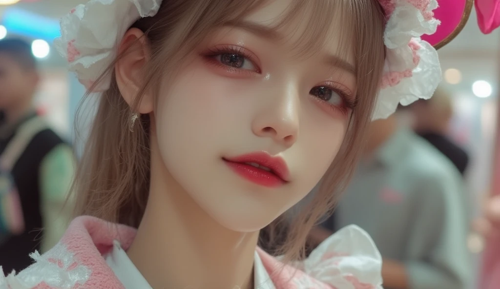 Best quality, masterpiece, ultra high res, (photorealistic:1.4), raw photo, 1girl, inside cafe, looking at viewer, long hair, pale skin, half body