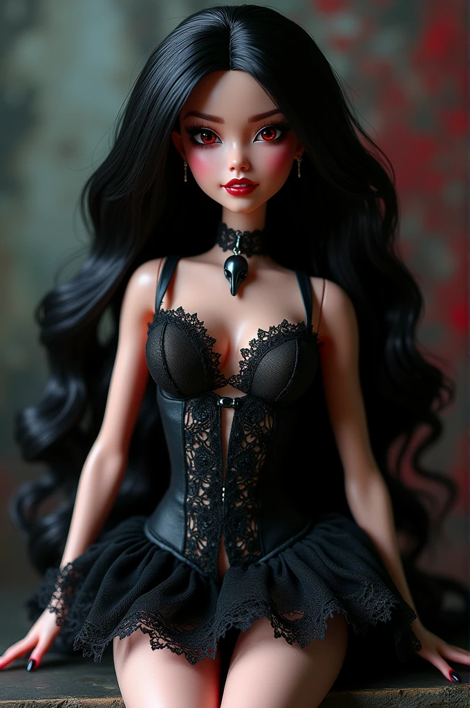 Ultra realistic, super realistic , lifelike, with the text “Black Metal Barbie” at the top in pink , black metal princess , girl, rockstar, perfect hourglass body, perfect breast, full body shot, freckles, braces,
