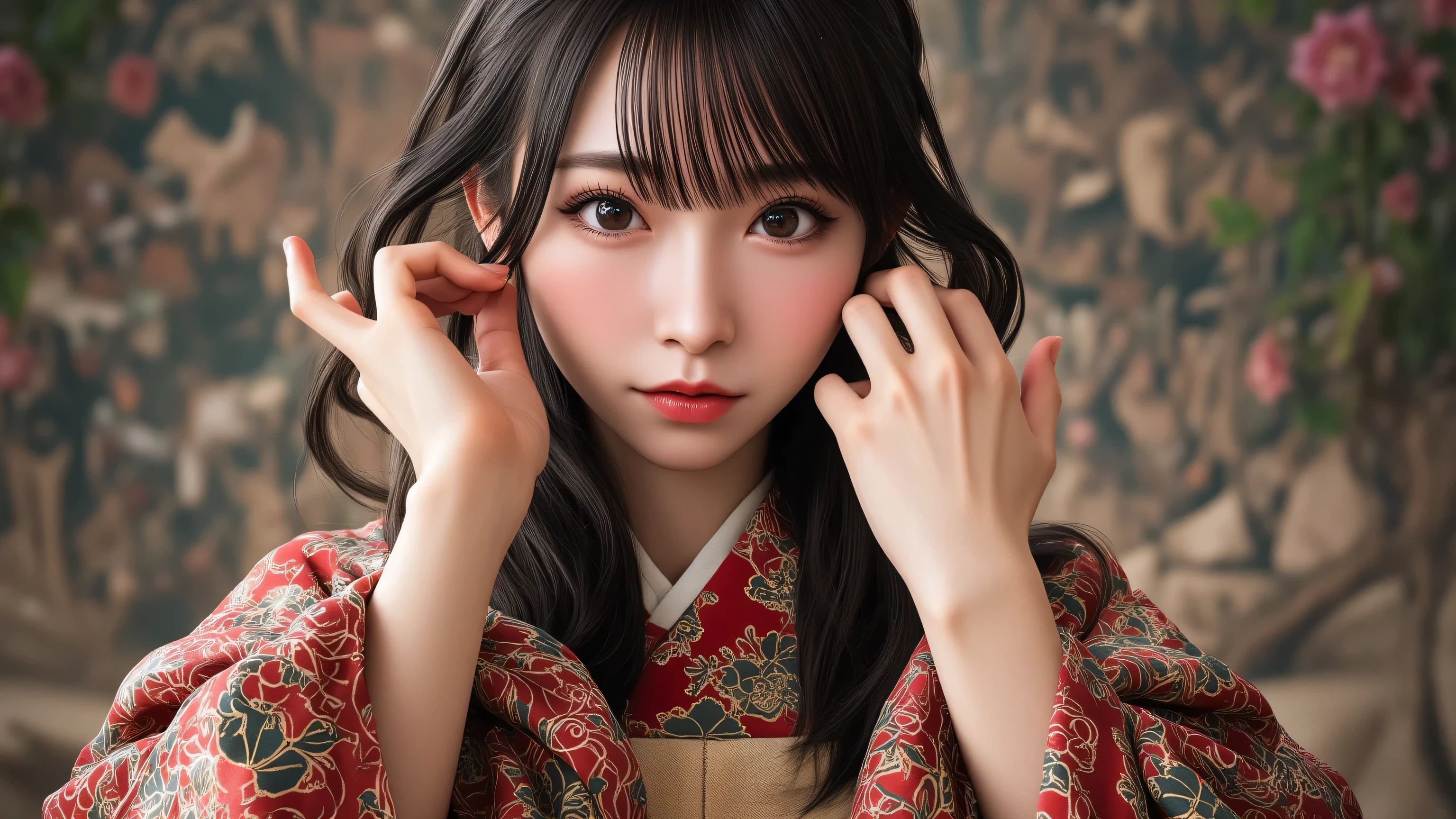 masterpiece,  top quality, Illustration,  ultra detail,   fine detail,  high definition , 8k wallpaper,   perfect dynamic composition  , Beautiful detailed eyes , kimono,  off-shoulder,  clevis