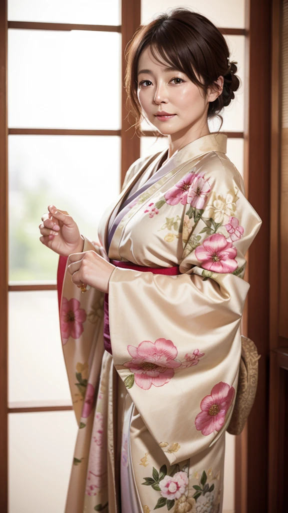 masterpiece, (Realistic: 1.4), highest quality, kimono, woman, 40 years old,Beauty、Completely naked、Vulgarity,