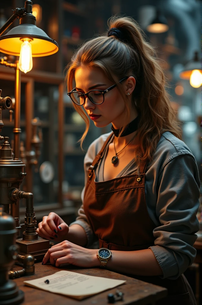 Photorealistic,  IvoryGoldAI, liquor shop with clear glasses gleaming neatly stacked, (sparkling glass), beautiful girl shop waiter smiling sweetly ready to serve, aesthetic photograph, professional, cozy, friendly, (by Tim Walker & Annie Leibovitz), depth of field, realistic details, high quality, popular on Instagram.