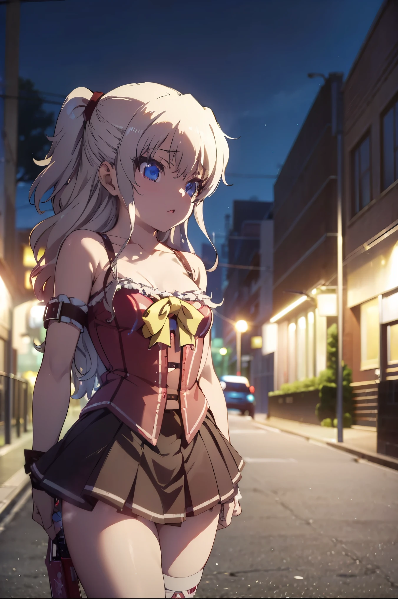 NSFW,masterpiece, top quality, high definition , very detailed,Nao Tomori,Nightlife, NEON STREET ,(Prostitute:1.5), evening dress,Chest cut-in, Mini Skirt