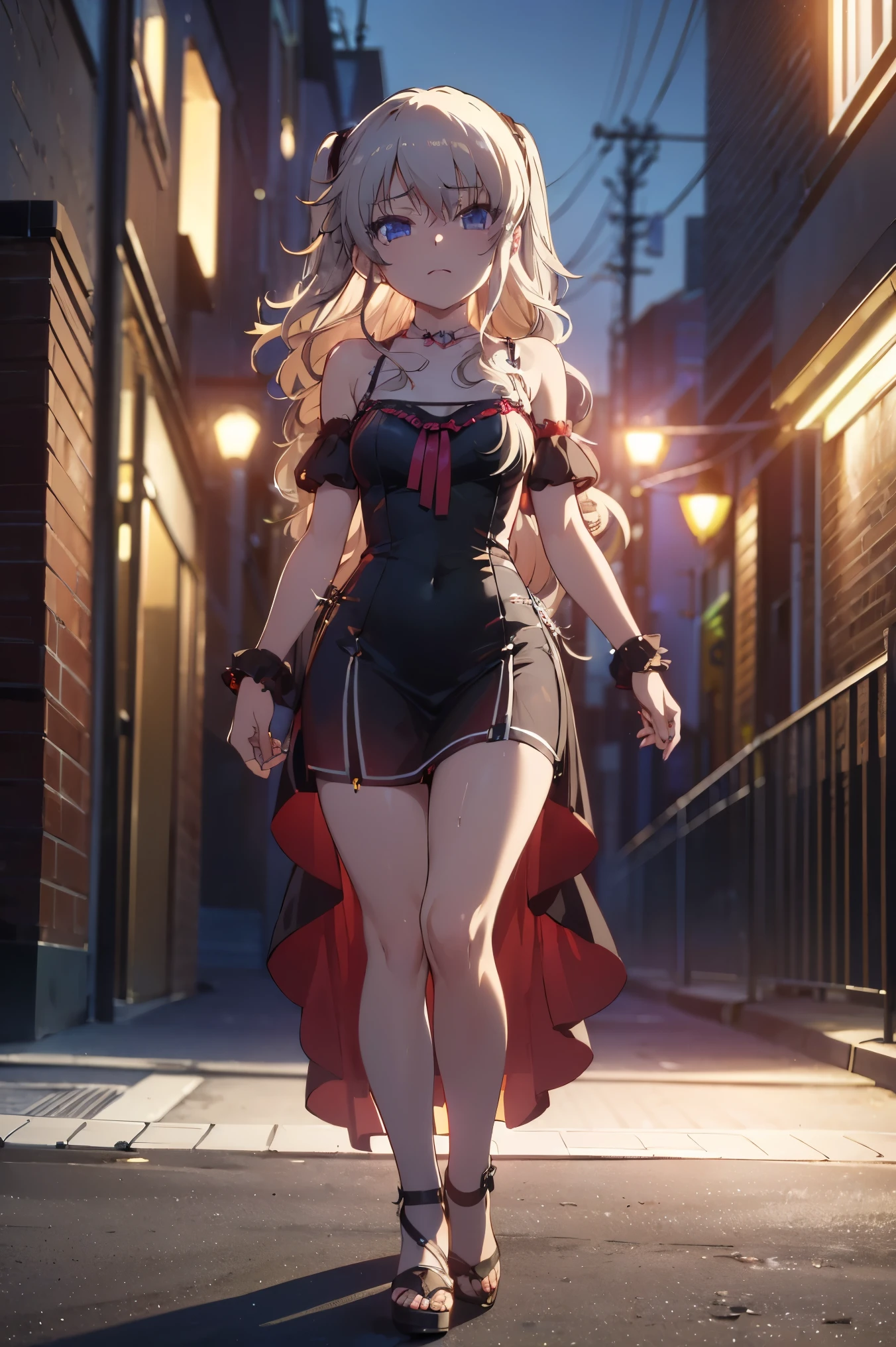 NSFW,masterpiece, top quality, high definition , very detailed,Nao Tomori,Nightlife, NEON STREET ,(Prostitute:1.5),( evening dress:1.5),Chest cut-in, Mini Skirt