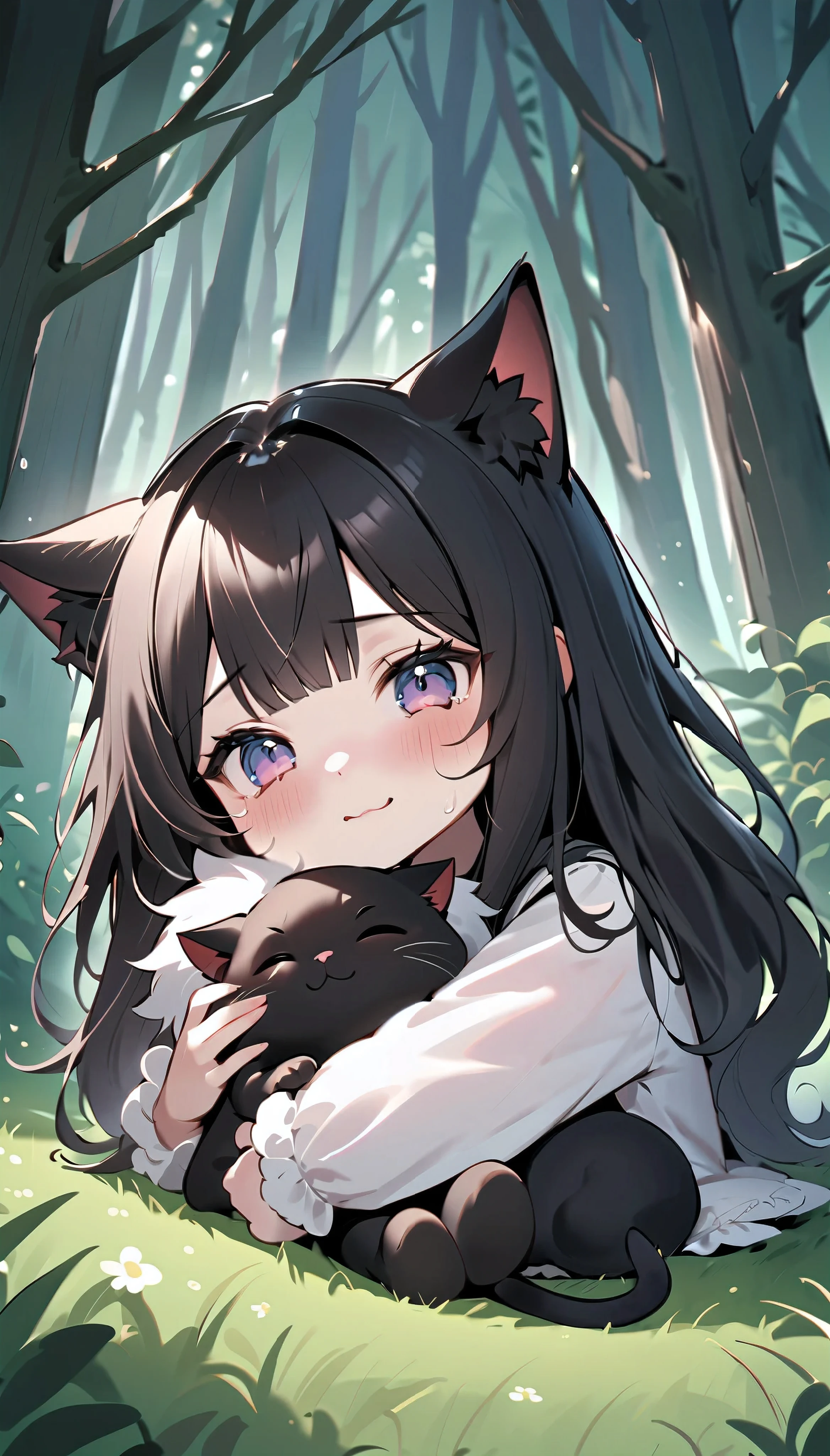 Black hair cat ears sister