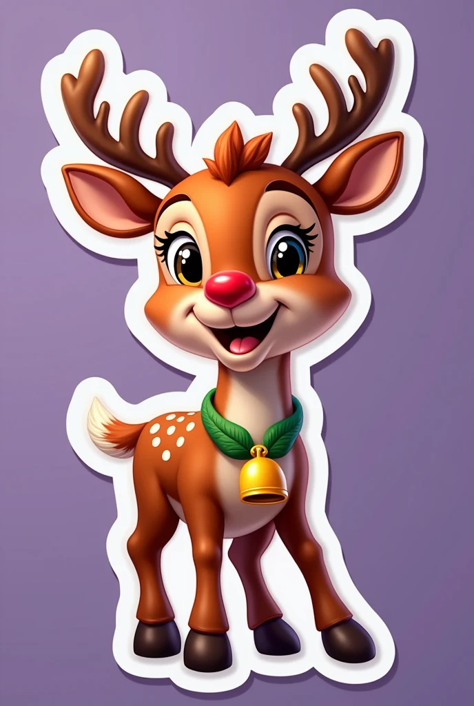 A realistic-style Rudolph the Red-Nosed Reindeer designed as a sticker ...