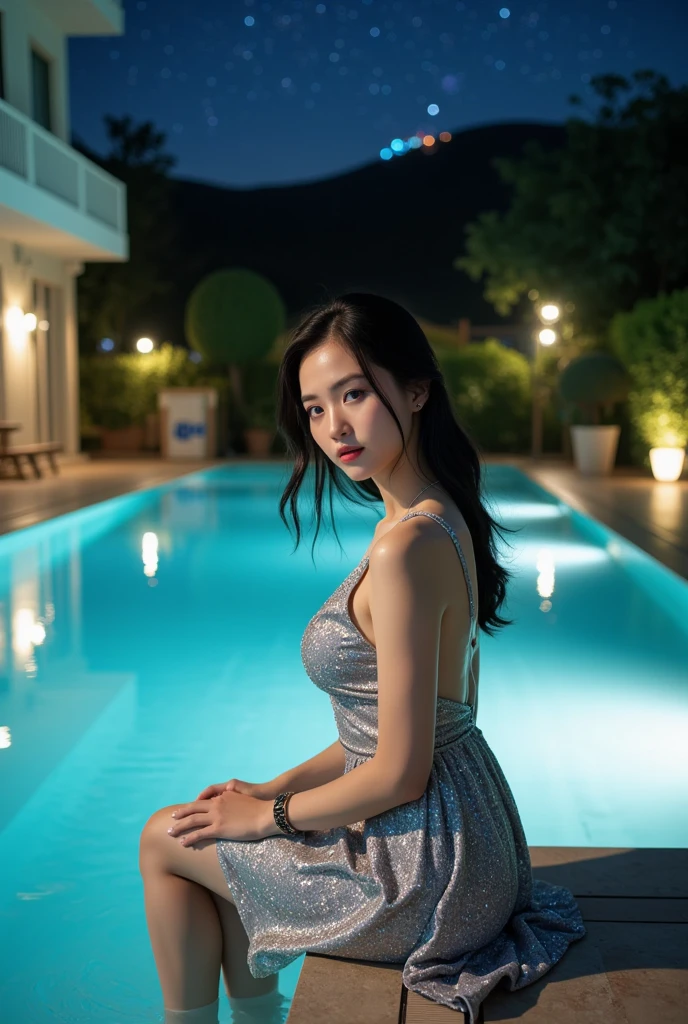 (((Realistic photograph))),A full-body photograph:2, beautiful girl, View your audience, Wearing an erotic micro bikini:2.2,(Cleavage:1.3),(Shooting at the infinity pool on the 50th floor of Manhattan, New York:2)、(Environment details:1.3),(RAWphotograph, CG unity, photograph, ultra Realistic details, Sharp focus, Detailed skin,4K, High resolution, masterpiece, highest quality, Realistic, Vibrant:1.2),(32k,16k,8k,4K, 超High resolution, High resolution, Professional, Like a movie, movie, dramatic),Looking up at the camera:1.33