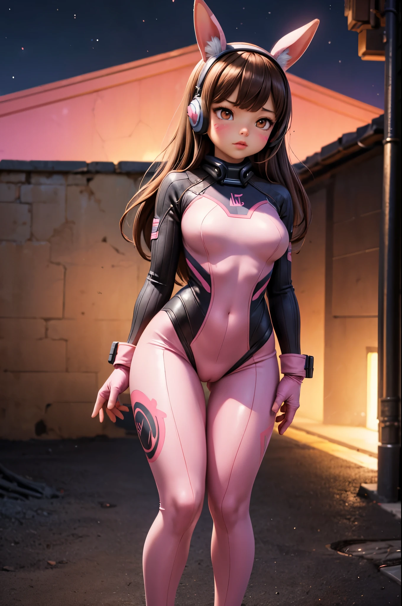 Masterpiece, Best Quality, High Resolution, 1Girl, Ultra High Resolution, D.VA, Headphones, Pink eyes, Brown Hair, White Gloves, Face Decoration, looking at viewer, Full Body Shot, Cute, Realistic, Cute Pose, Perfect Body, wet street, crowded street, naked, nude, topless, pussy, tits, open legs, sexy pose, cameltoe, nsfw, slut, sex with viewer, riding viewers dick, porn, sex