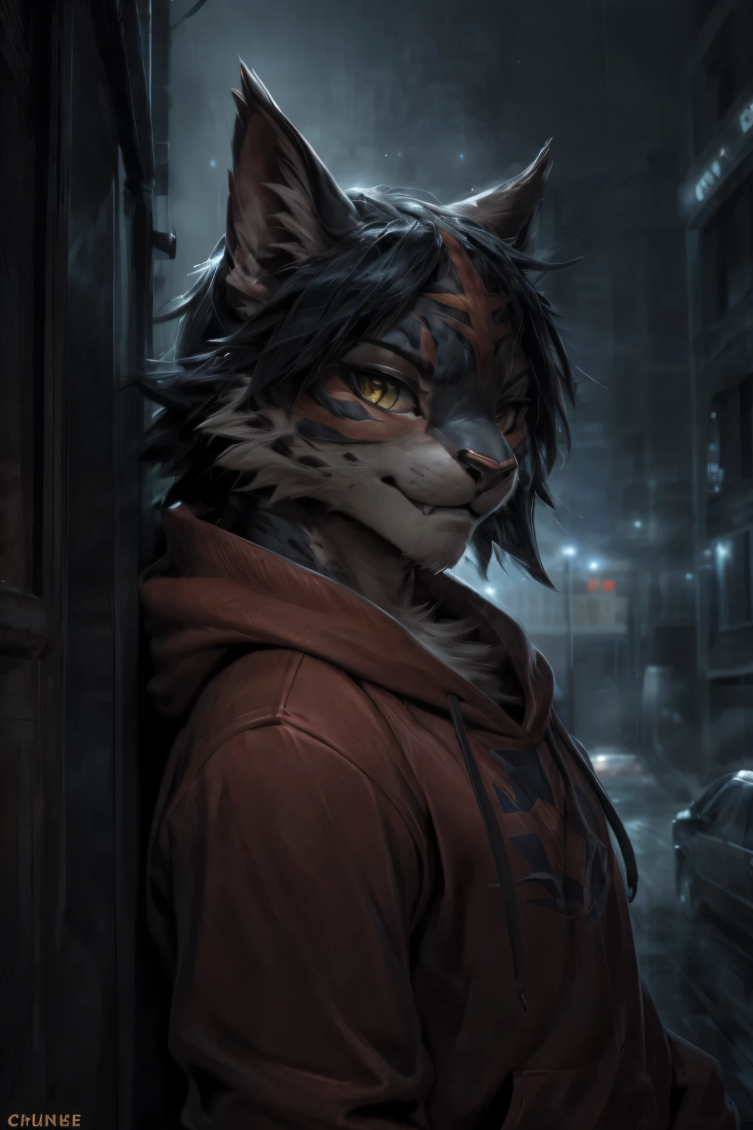 4k, ,8K, A high resolution, best quality, perfect colors, perfect shadows, perfect lighting, posted on e621, (by Chunie, by canyne khai, by t.y.starale), male, furry, Torracat(Pokemon), Torracat,Pokemon,anthro, solo, yellow eyes, (Realistic eye details 1.2), night city, rain, (Realistic Rain detail), Streetwear Hoodie wear, Full body like, muscularbody, leaning against the wall, dramatic lighting, soft lighting, day, highly detail, Hair coiled, delight, Standing up position, cool pose charm, Abstract beauty, centre, Looking at the camera, Facing the camera, nearing perfection, Dynamic, highly detailed, illustration, (Realistic background), (Leopard Tail), ((Bonifasko lighting)), (Detailed eyes), perfect pupils, detail eyes, detail fluffy fur, (seductive face:1.2), fit body, Looking at the camera,, fit body, perfect male figure, Detailed fur, Detailed face, Perfect face, Detailed background, (Complex), (Super Detail), (Ultra Clear), (Best Quality)
