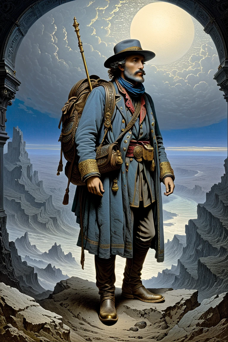 Lone Traveler, by N.C. Wyeth.
best quality, masterpiece, intricate details, ultra-detailed