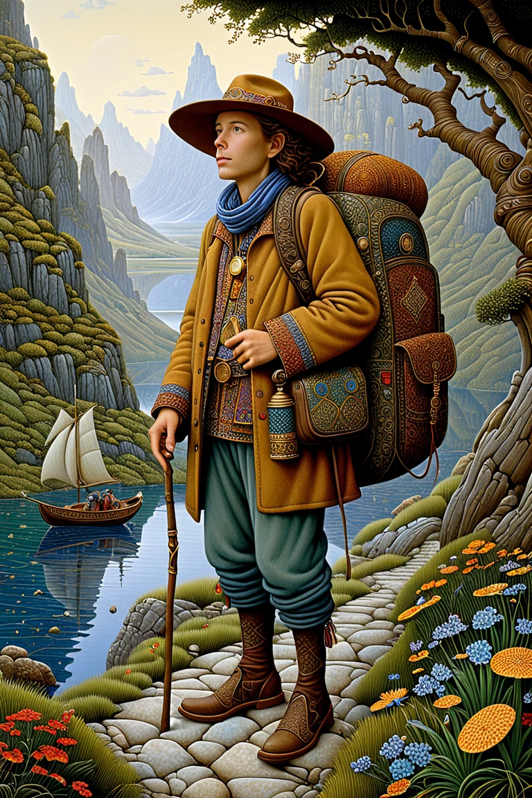 Lone Traveler, by N.C. Wyeth.
best quality, masterpiece, intricate details, ultra-detailed