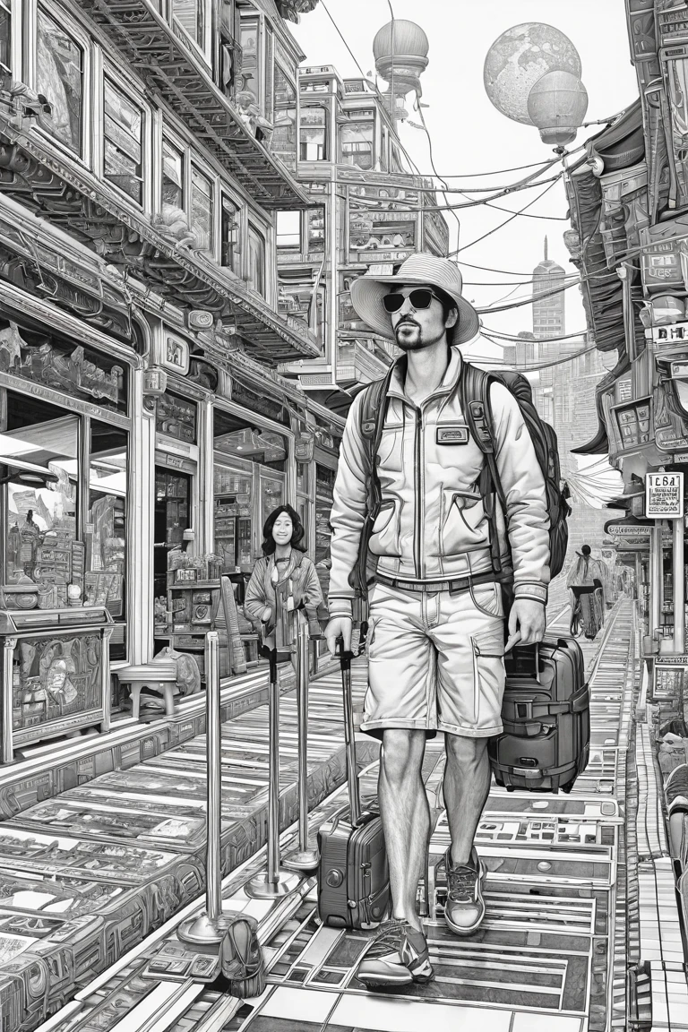 Lone Traveler, by Frank_Cho and Michael Manoogian.
best quality, masterpiece, intricate details, ultra-detailed