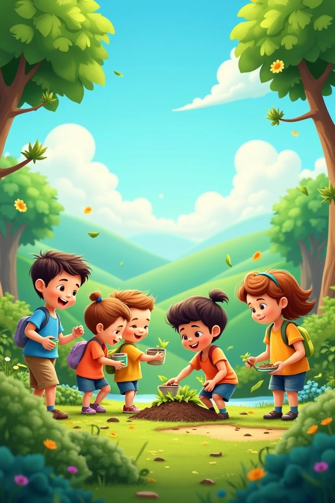 Create a mural about environmental care for early childhood education. 