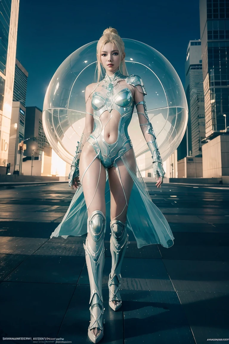 Translucent ethereal alien warrior，ModelShoot style, (Extremely detailed CG unified 8K wallpapers), The beauty of abstract stylization,，surrealism, 8K, Super detail, Best quality, Award-Awarded, Anatomically correct, 16k, Super detail