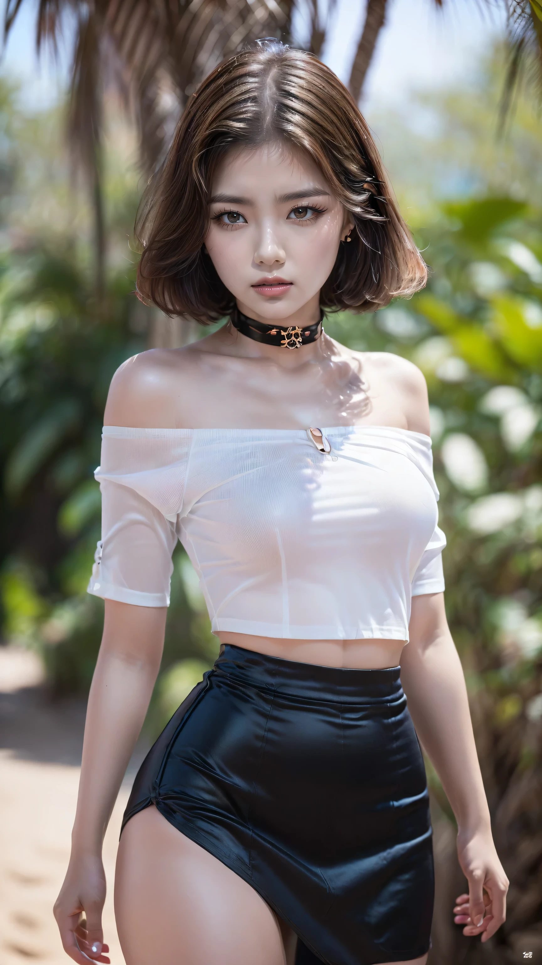 ((Medium bust, Tomboy, Small head)), sunlight, Sunlight, (Perfect body: 1.1), (young), (Wavy short hair: 1.2), Necklace, Full body image, Crowded streets, ((Wearing pink T-shirt )), (jeans), (extremely detailed CG 8K wallpaper), (extremely delicate and beautiful), (Close-up of face), (ultra high resolution: 1.0) , Beautiful Lights , Perfect body, Perfect Lightning, Random motion, Cinematic lighting effects, [High resolution], Delicate skin, Interior background, Red high heels, Large earrings, thigh, (((rich and colorful))), (Tight top), Beauty mark, (masterpiece:1.3),  (Reality:1.3),  (best quality:1.3),  8K,  Ultra HD,  high resolution,  1 Girl,  shorten,  The best shadow,  looking at the audience,